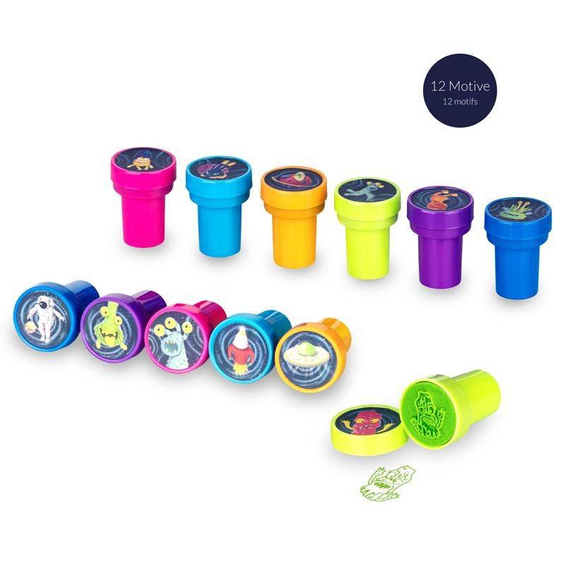 SPACE ADVENTURE Stempel selbstfärbendes Stempelkissen 2,5x2,5x3,5cm Grün Grün Spielzeug + Gadgets