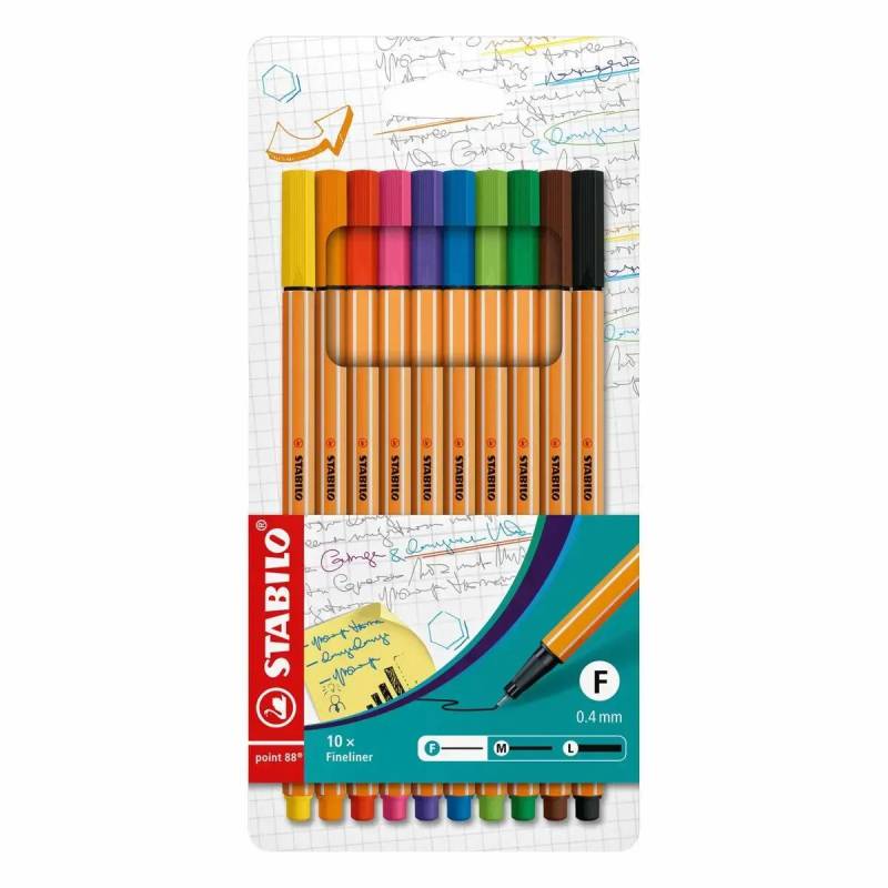 STABILO Fineliner point 88 Standardfarben 10 Stück STABILO Fineliner point 88 Standardfarben 10 Stück