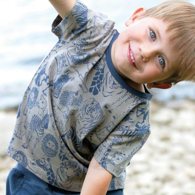 Safari Alloverdruck Shirt kurzarm taupe-blue 98 Safari Alloverdruck Shirt kurzarm taupe-blue 98