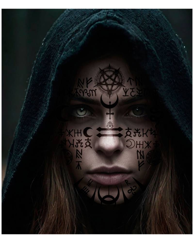 Satanisches Klebe-Tattoo für Gesicht 22x18cm Satanisches Klebe-Tattoo für Gesicht 22x18cm