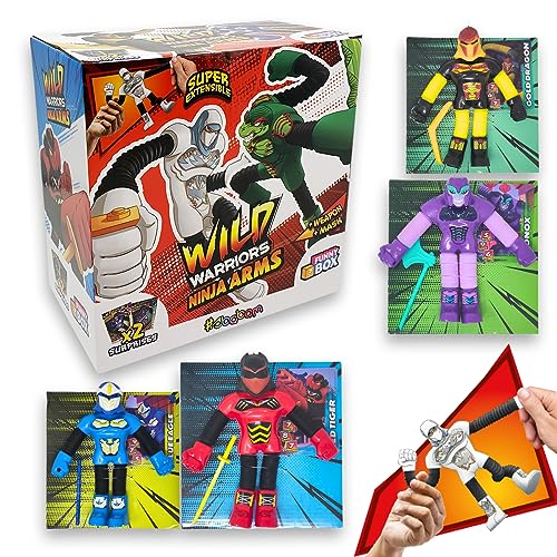 Sbabam Funny Box Wild Warriors Ninja Arms, Roboter Kinder, 2er-Pack, Spielzeug ab 3 Jahre in Beuteln als Baby Geschenk, Spielzeuge mit Ninjakriegern, Arme und Beine Ausziehbar 25 cm von Sbabam