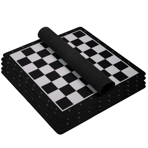 Schachbrett rollbar, 5er Packung, Feld 55 mm, Kunststoff, schwarz weiß