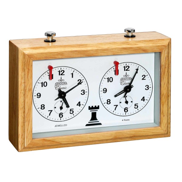 Schachuhr Aradora, mechanisch, Holzgehäuse