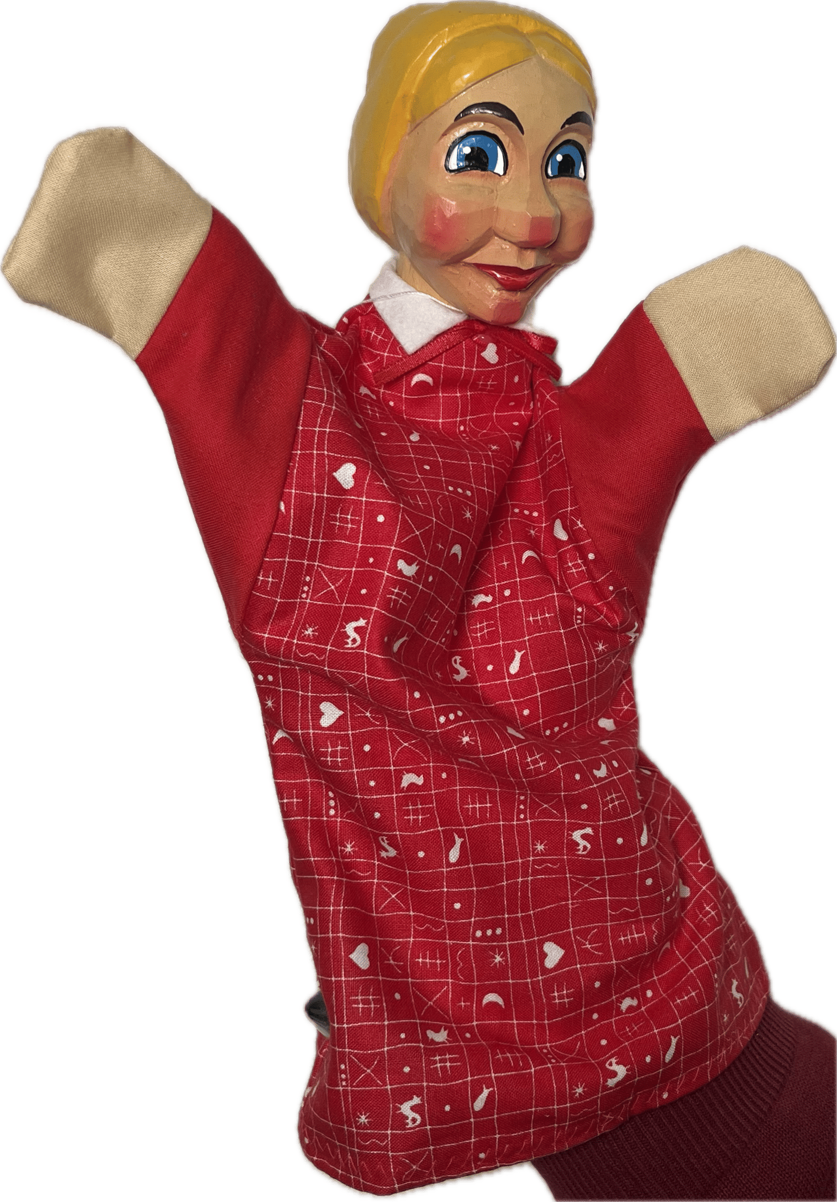 Scheithauer - Handpuppe Gretel, Holz handgeschnitzt n. Art d. Hohnsteiner