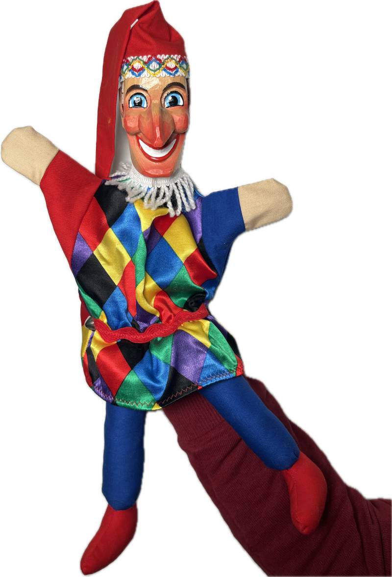 Scheithauer - Handpuppe Kasper m. Beinen, Holz handgeschnitzt n. Art d. Hohnsteiner Scheithauer - Handpuppe Kasper m. Beinen, Holz handgeschnitzt n. Art d. Hohnsteiner