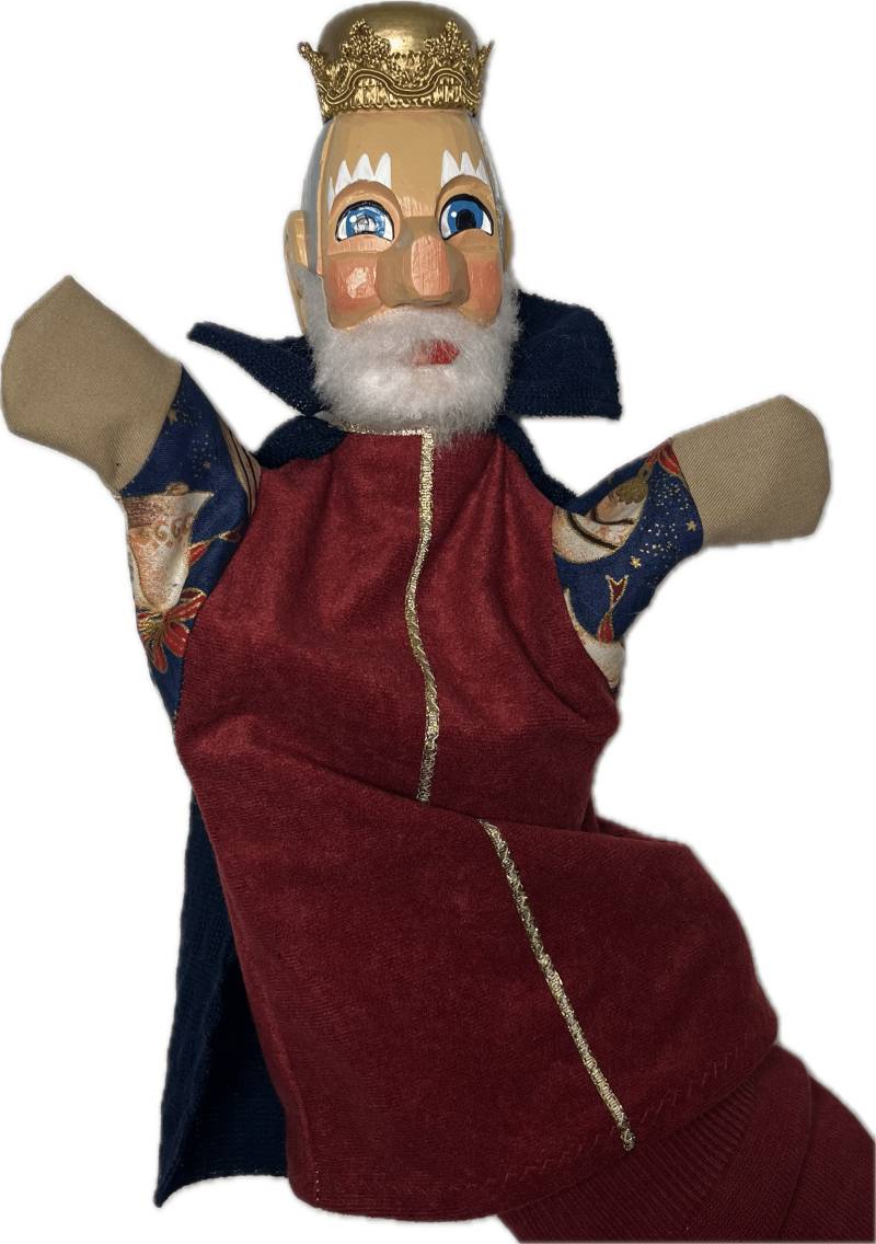 Scheithauer - Handpuppe König, Holz handgeschnitzt n. Art d. Hohnsteiner