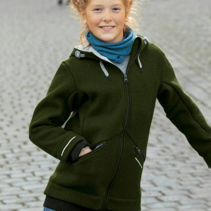 Schicker warmer Kindermantel in oliv-grün 116 Schicker warmer Kindermantel in oliv-grün 116