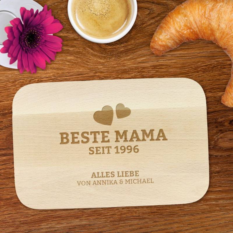 Graviertes Frühstücksbrettchen - Beste Mama von Herzen von Monsterzeug