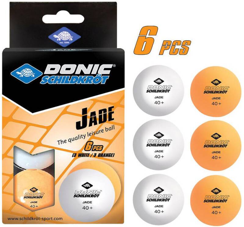 Schildkröt Funsports - Donic-Schildkröt Tischtennisball Jade, Poly 40+ Qualität, 6 Stk. im Karton, 3x Weiß / 3x Orange