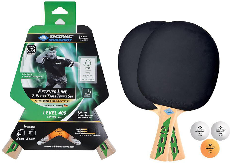 Schildkröt Funsports - TT-Set Level 400 2 schläger 3 Bälle