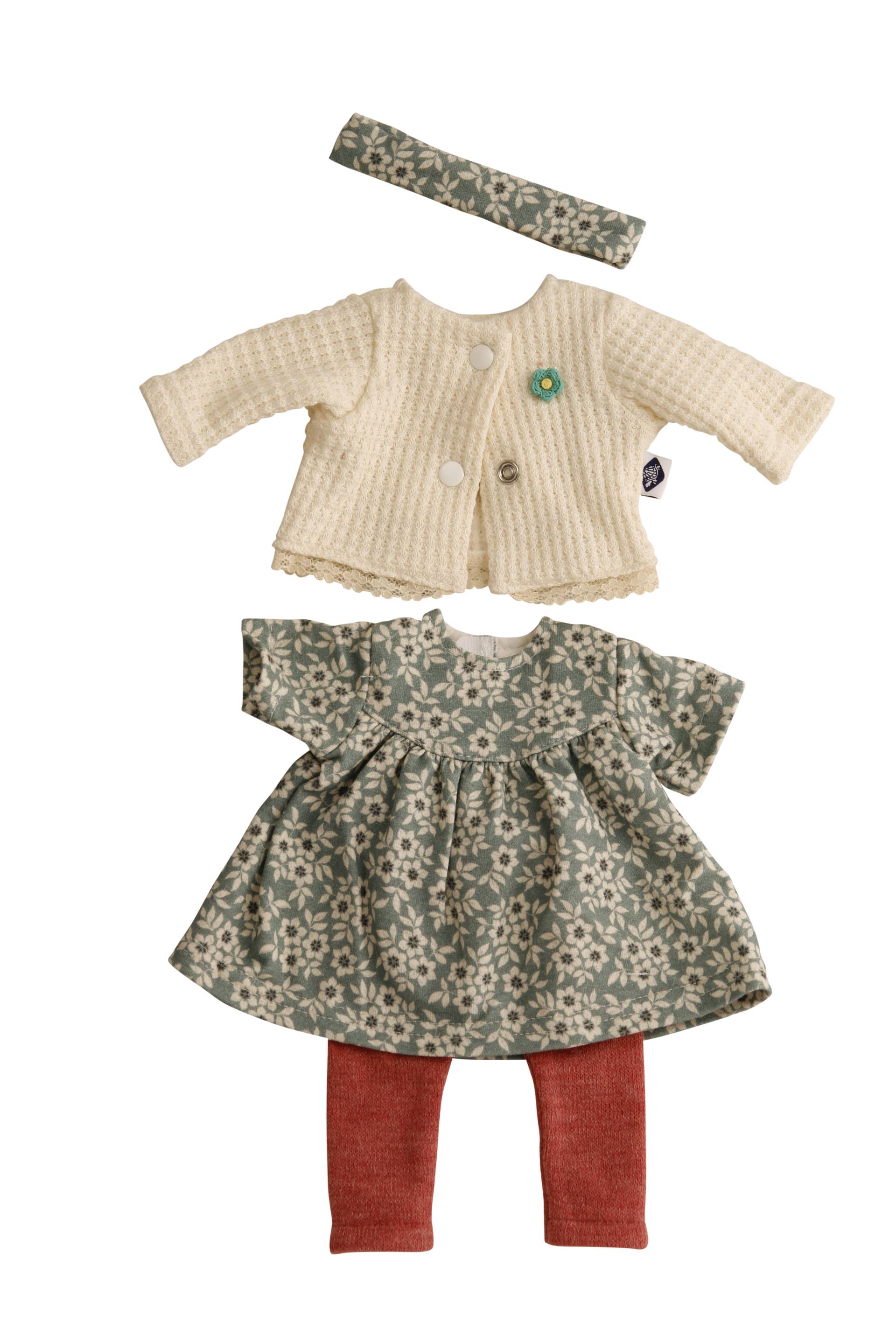 Schildkröt Puppen - P.-Bekl. 32 cm 4tlg. Hose, Kleid, Jacke, Schal