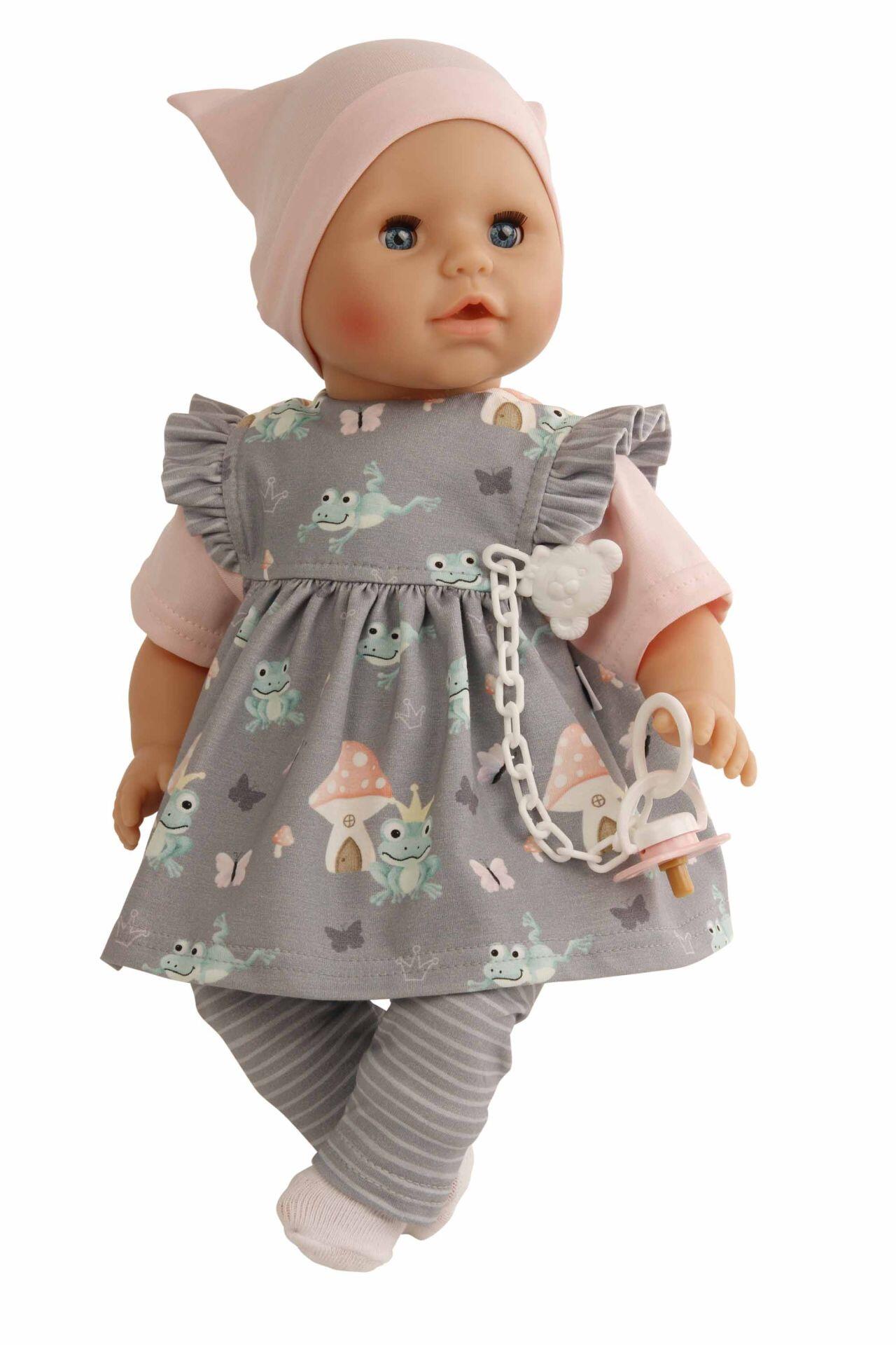 Schildkröt Puppen - SCHILDKRÖT Schnullerbaby Amy, Kleid mit Fröschen