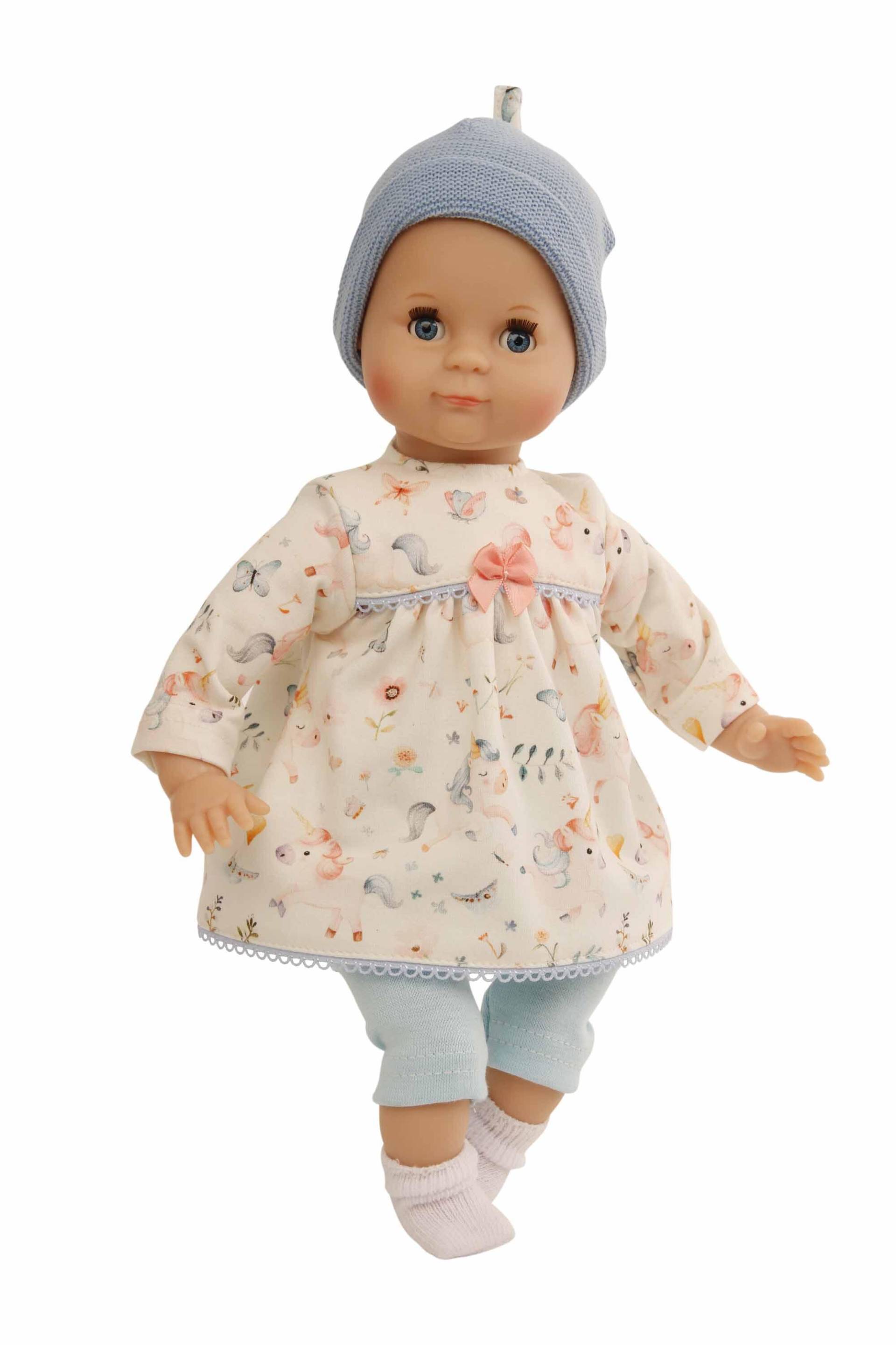 Schildkröt Puppen - Schlummerle 32cm blau Leggins/Pulli/Mütze+Kleidchen