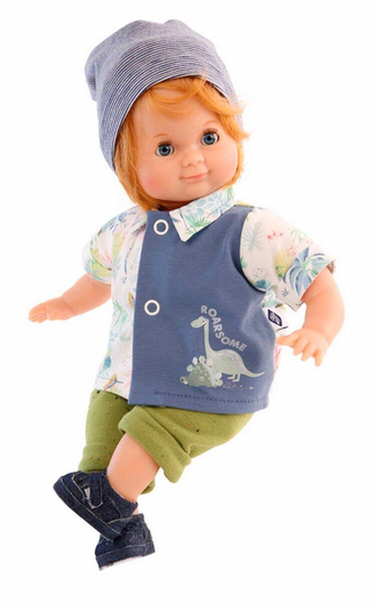 Schildkröt Puppen - Schlummerle Junge 32 cm rote Haare, blaue Schlafaugen, Sommerkleidung Dino