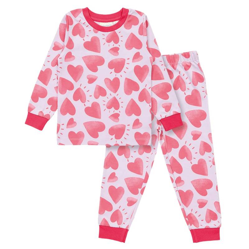 Schlafanzug Arm- und Fussbündchen - Herzen rosa 122