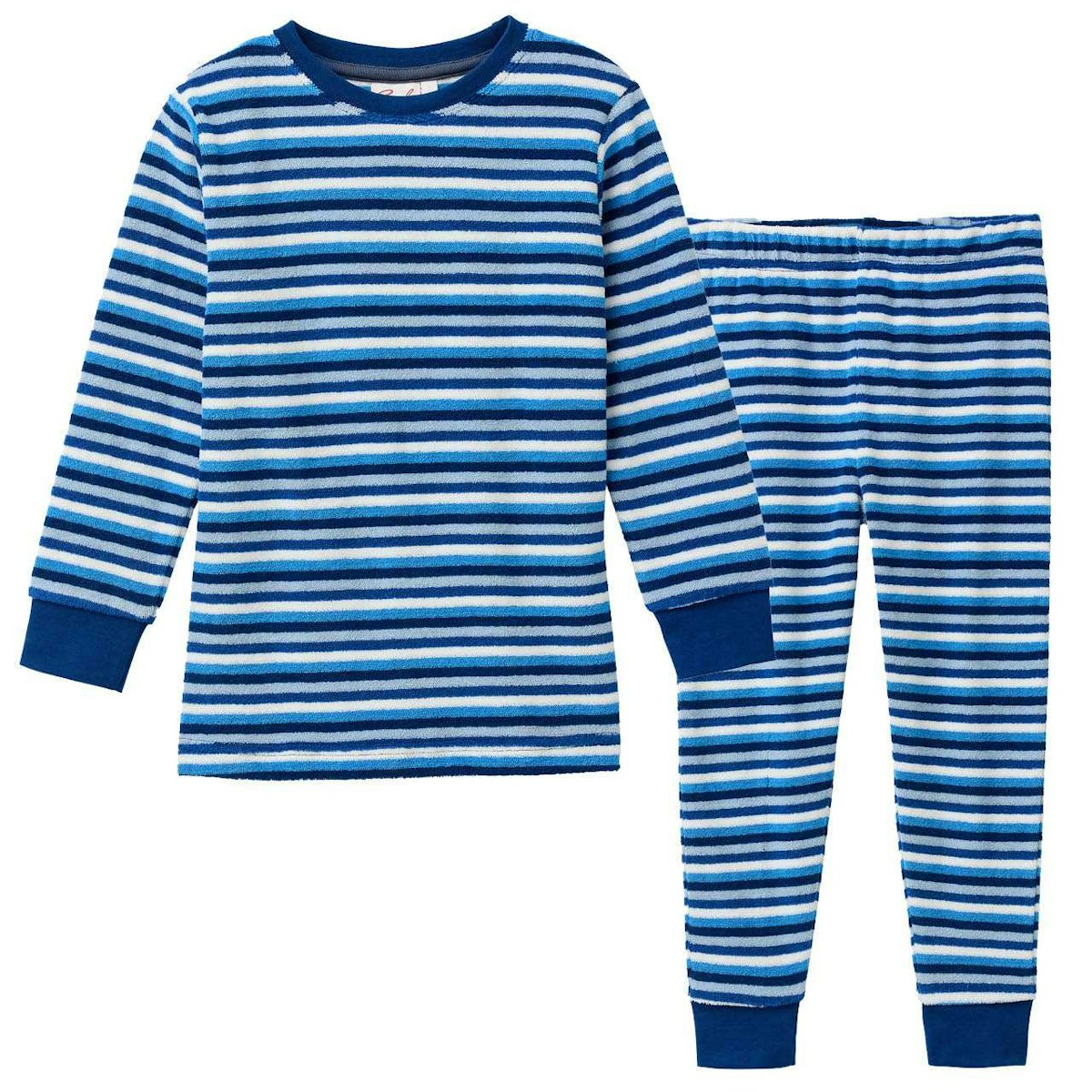 Schlafanzug Frottee Ringel blau 110/116