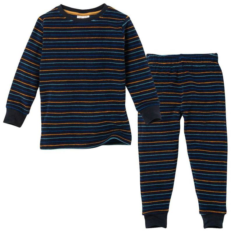 Schlafanzug Frottee Ringel dunkelblau 98 Schlafanzug Frottee Ringel dunkelblau 98