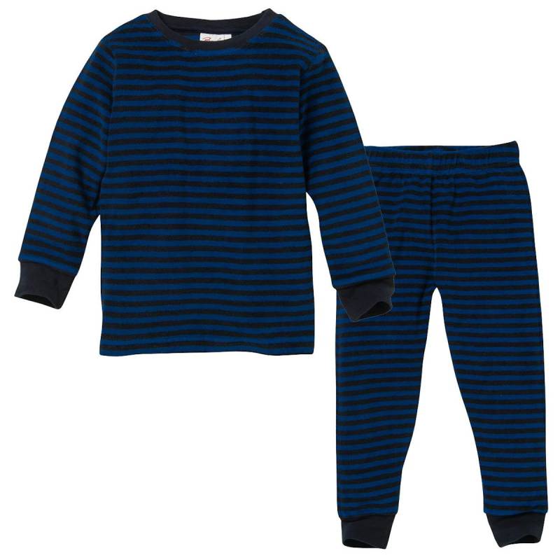 Schlafanzug Frottee Ringel nachtblau 104