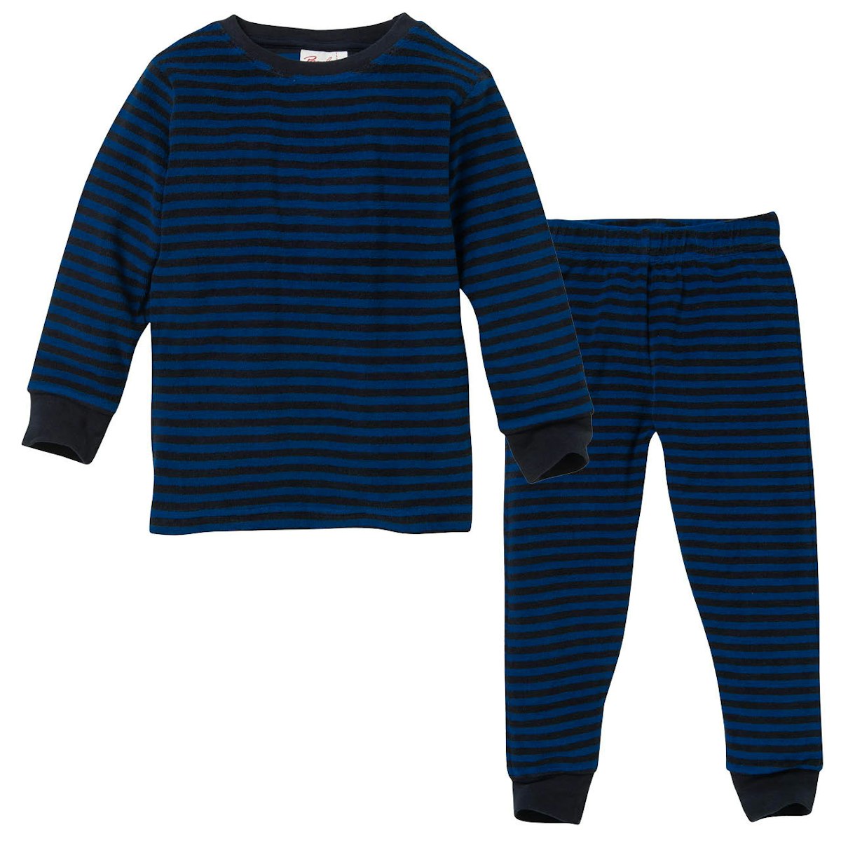 Schlafanzug Frottee Ringel nachtblau 110/116