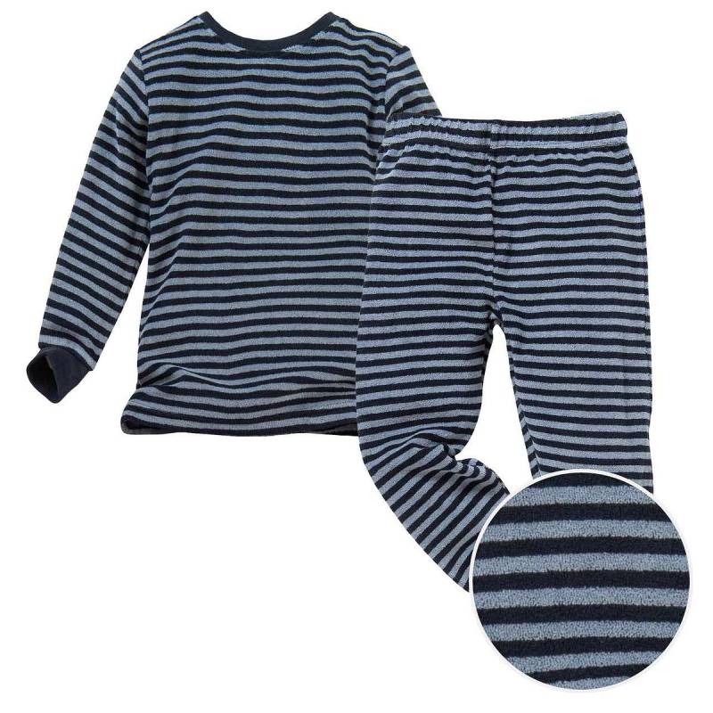 Schlafanzug Frottee Ringel nachtblau 146 Schlafanzug Frottee Ringel nachtblau 146