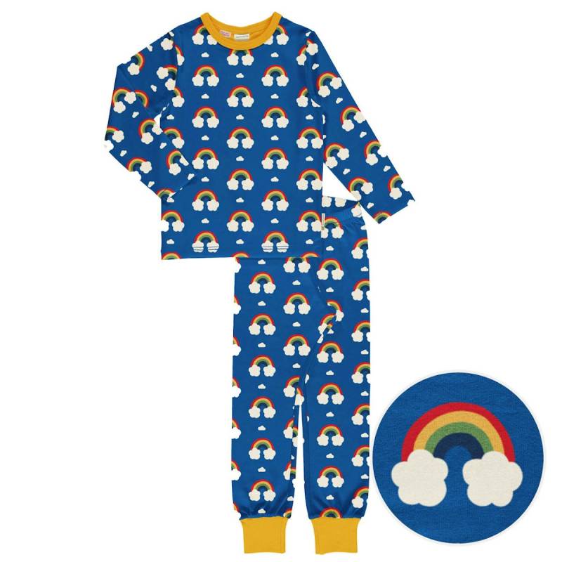 Schlafanzug langarm Regenbogen blau 104/110