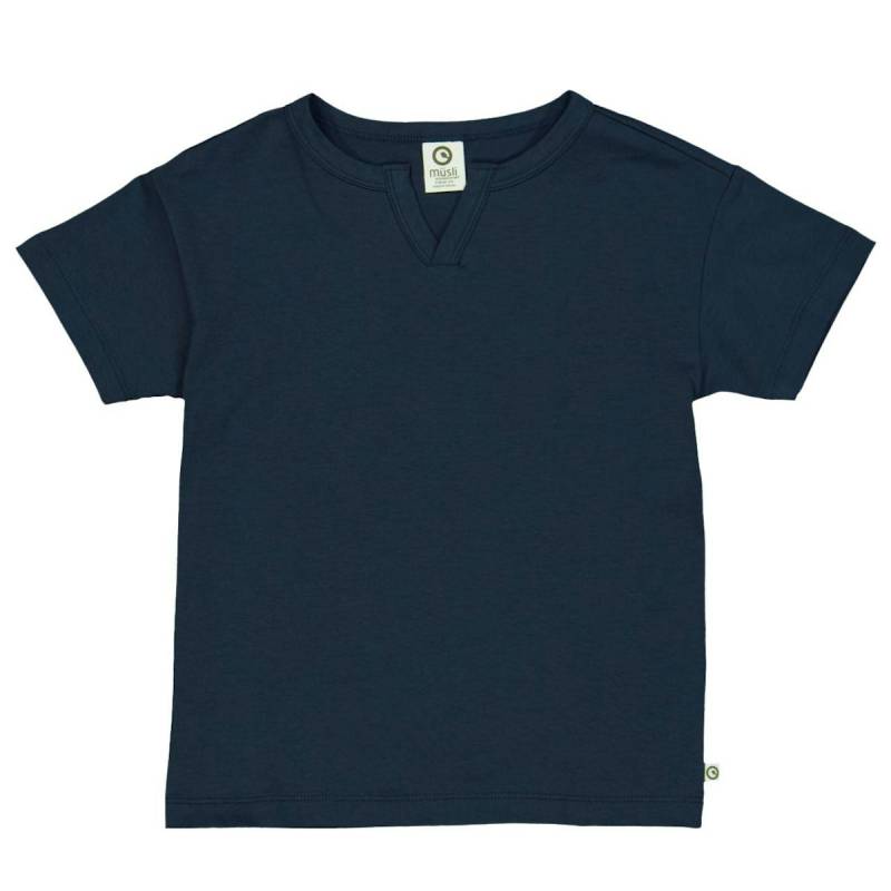 Schlichtes V-Ausschnitt T-Shirt dunkelblau 110