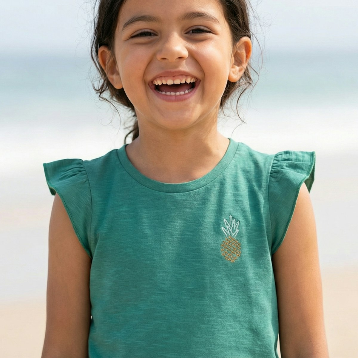 Schmetterlingsärmel T-Shirt smaragdgrün Ananas 146/152