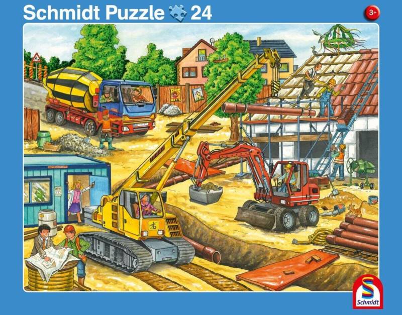 Schmidt Spiele - Rahmenpuzzle 2er Müllauto / Baustelle