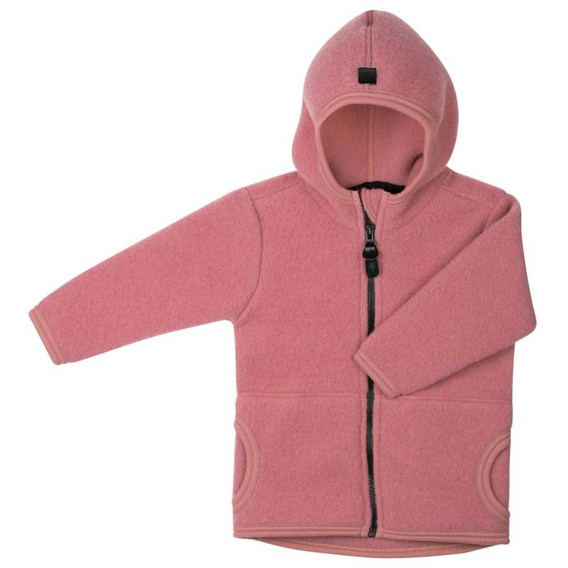 Schurwolle Fleece Jacke Kapuze rauchpink 86/92