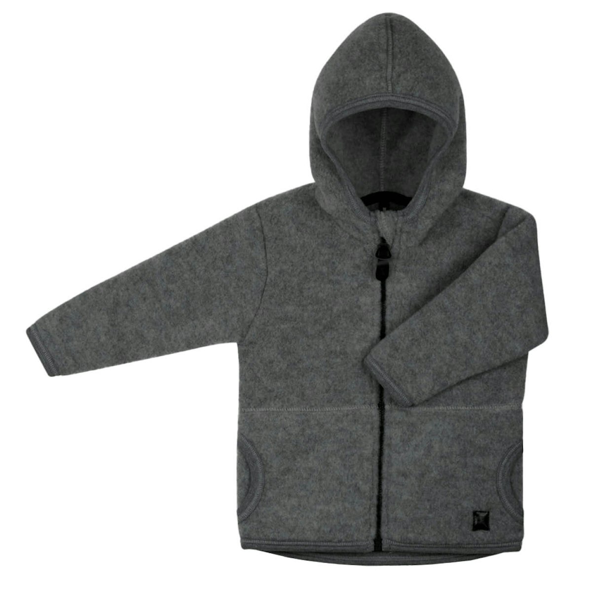 Schurwolle Fleece Jacke Kapuze schiefer-grau 110/116