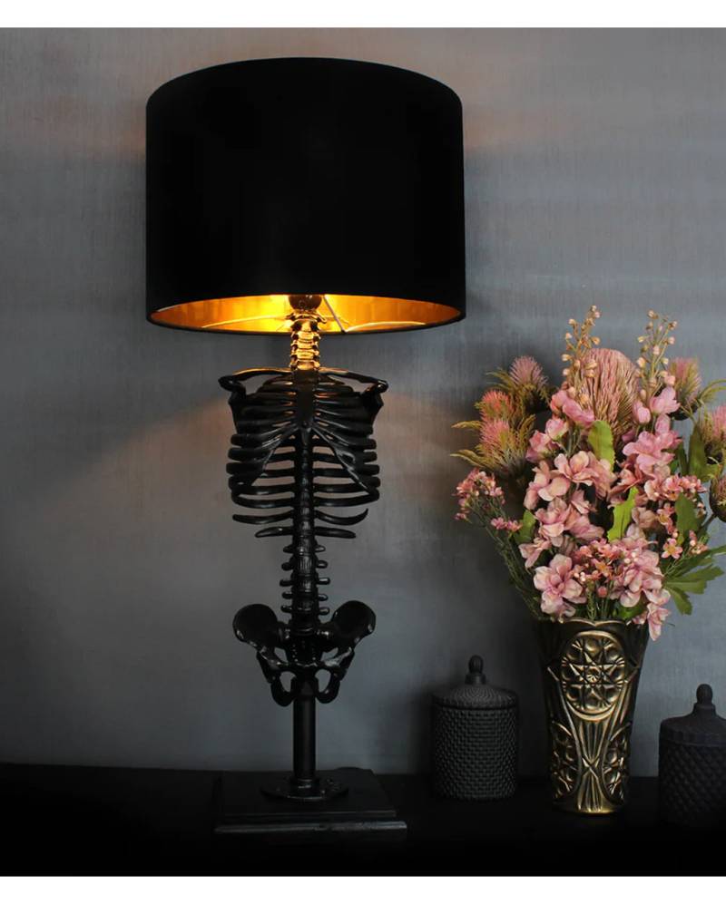 Schwarze Skelett-Torso Lampe mit Lampenschirm Schwarze Skelett-Torso Lampe mit Lampenschirm