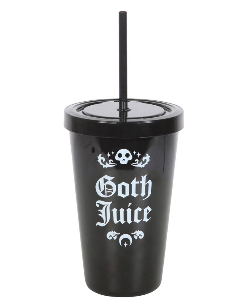 Schwarzer "Goth Juice" Getränkebecher mit Strohhalm Schwarzer "Goth Juice" Getränkebecher mit Strohhalm