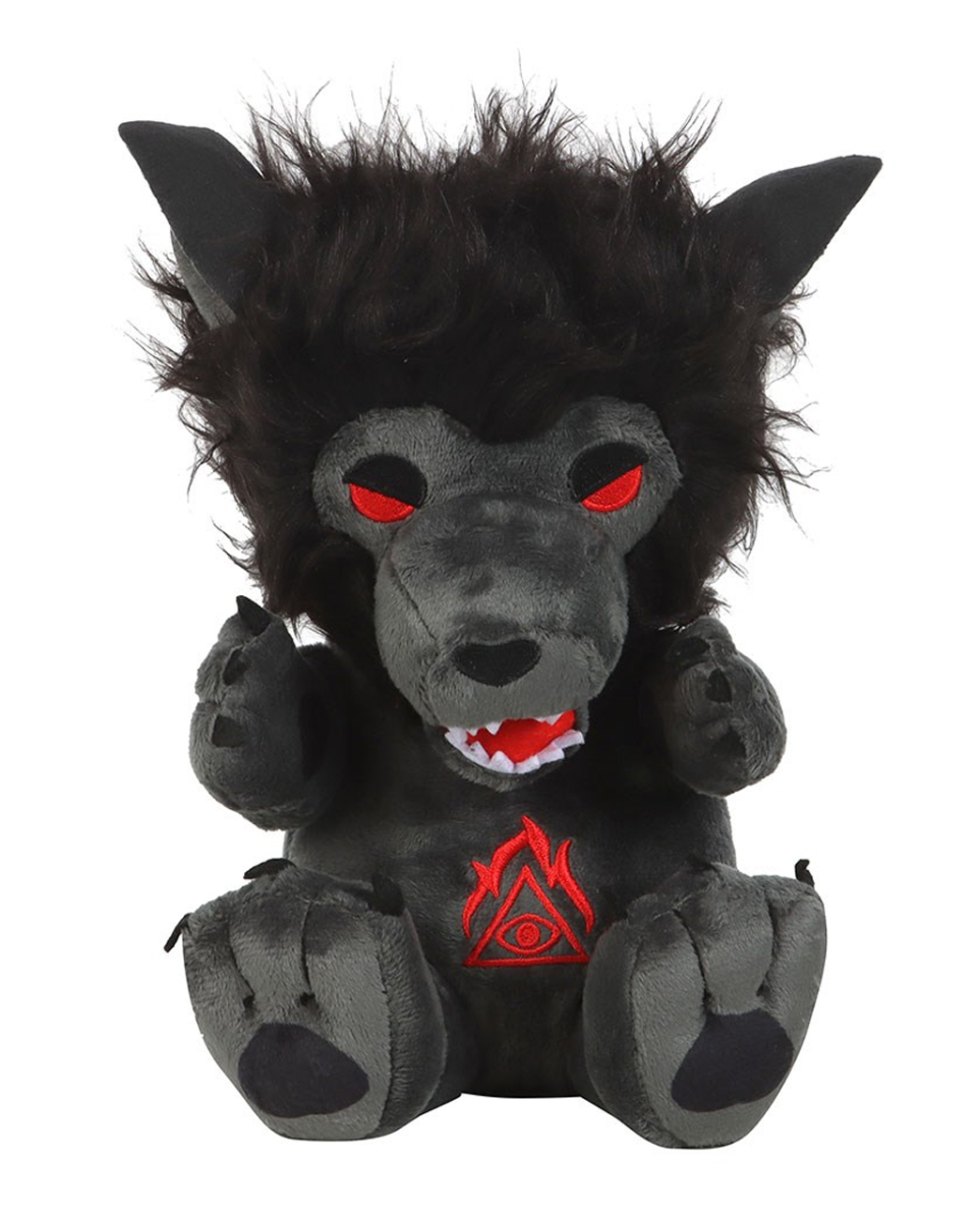 Schwarzer Gothic Werwolf aus Plüsch 20cm