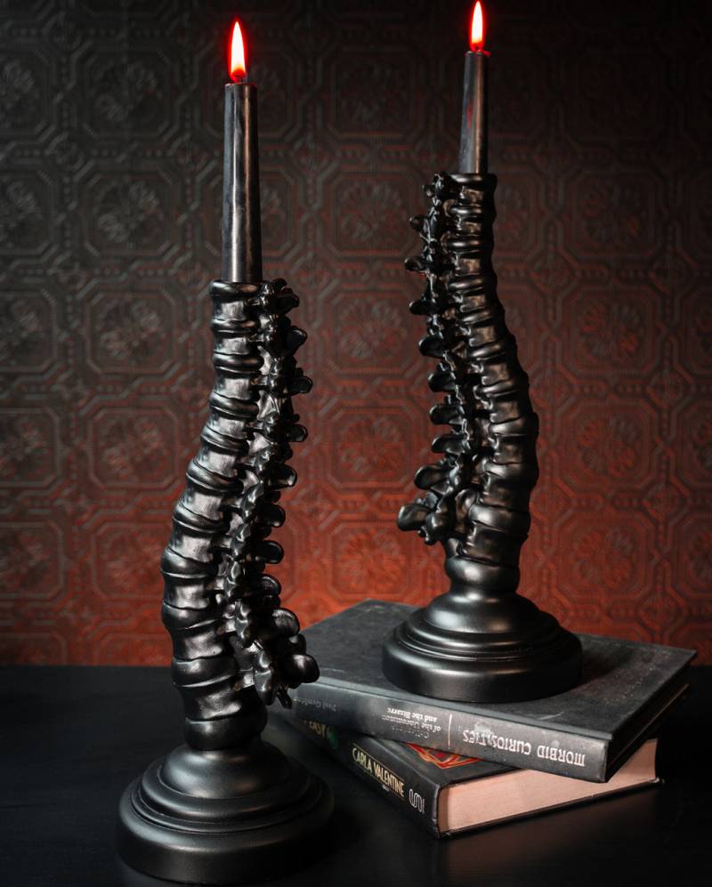 Schwarzer Wirbelsäule Gothic Kerzenständer 34cm Schwarzer Wirbelsäule Gothic Kerzenständer 34cm