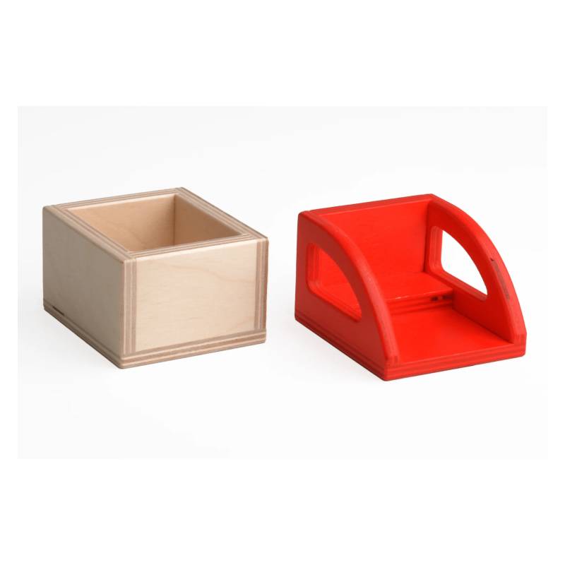 Set Aufsätze für Spielzeuglastenrad | Große Transportbox Lastenrad (Farbe): Natur | Kinderaufsatz Lastenrad (Farbe): Rot
