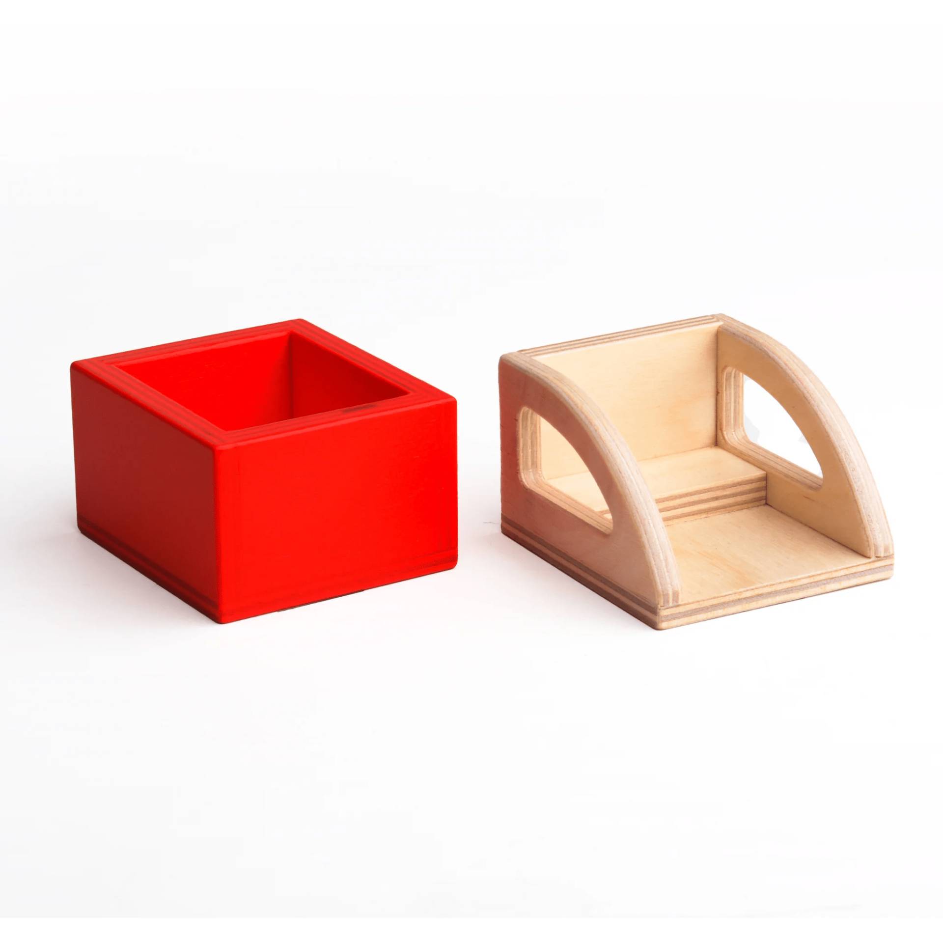 Set Aufsätze für Spielzeuglastenrad | Große Transportbox Lastenrad (Farbe): Rot | Kinderaufsatz Lastenrad (Farbe): Natur