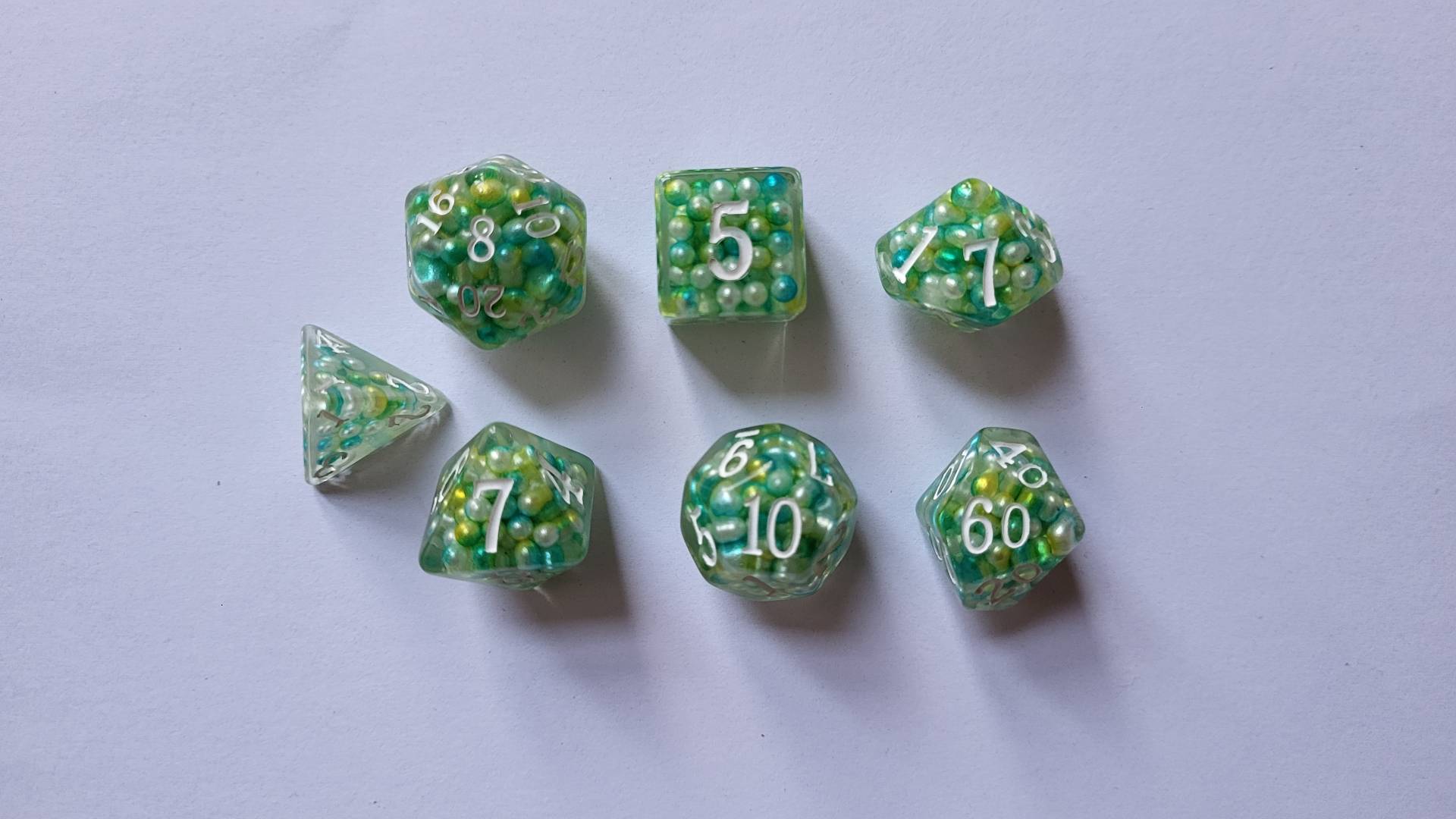 Set aus 7 W�rfeln (w4-w10/100) | Perlennatur - W�rfelset