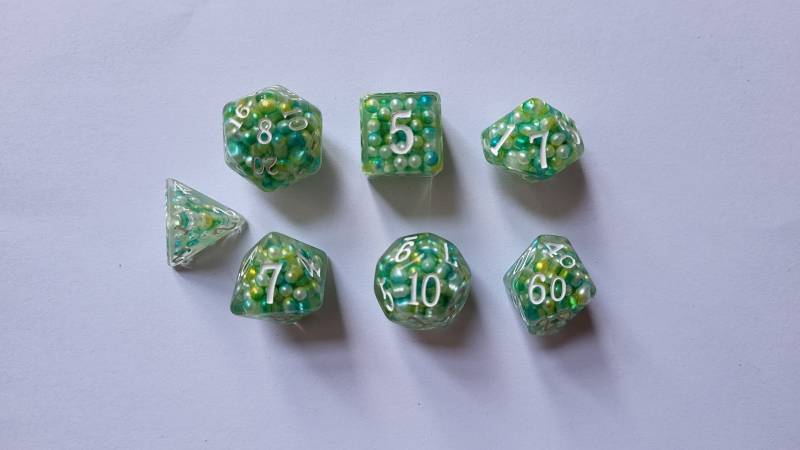 Set aus 7 W�rfeln (w4-w10/100) | Perlennatur - W�rfelset