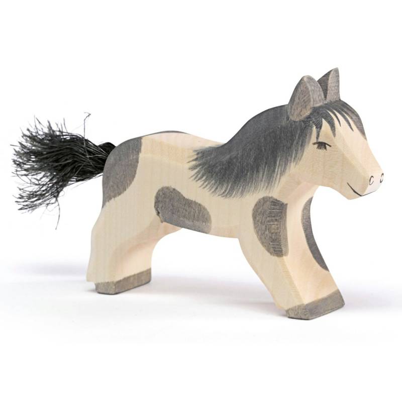 Shetland Pony laufend Holzfigur 8 cm