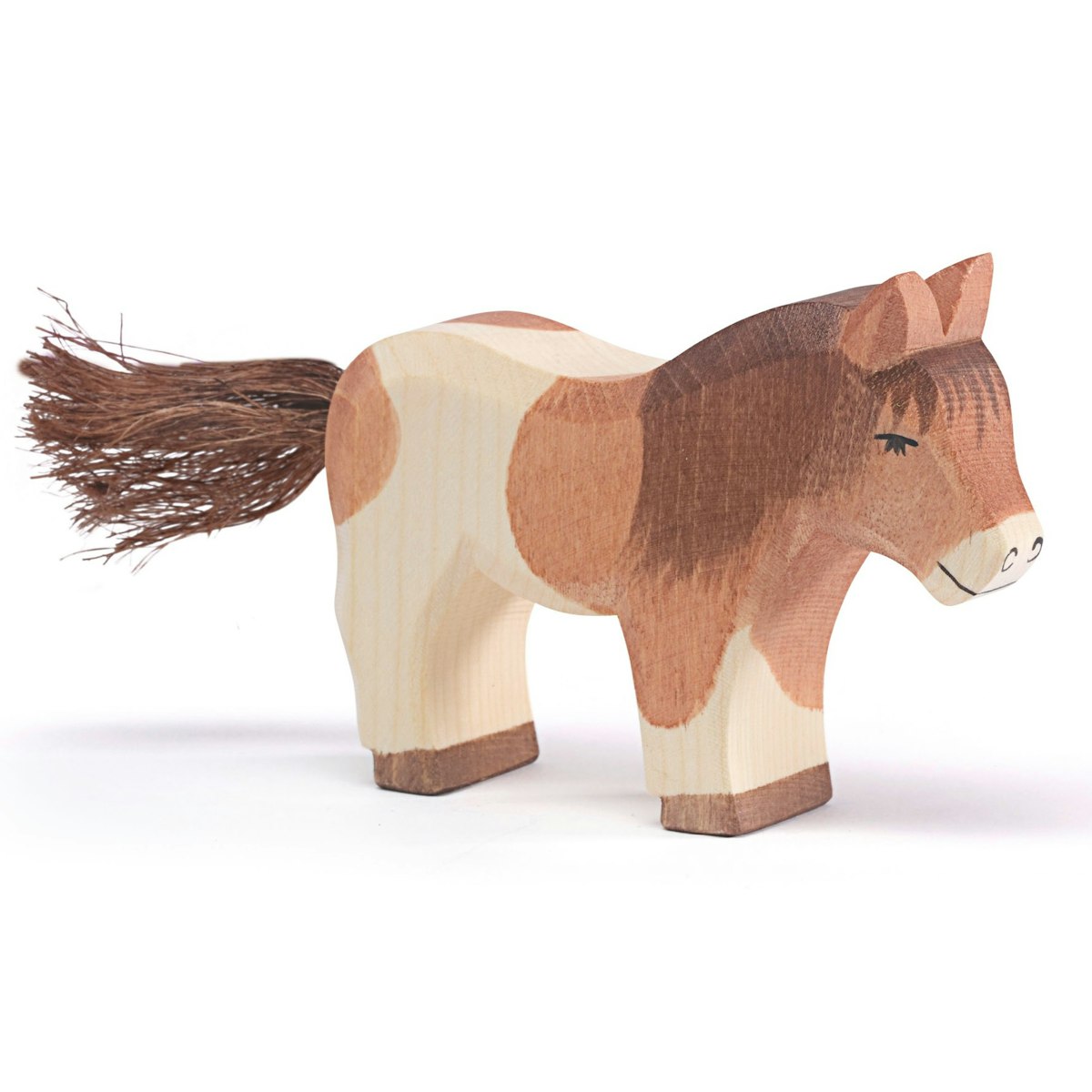 Shetland Pony stehend Holzfigur 8 cm