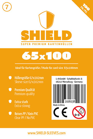 Shield 7 - 100 Super Premium Kartenh�llen f�r Kartengr��e 65 x 100 mm Shield 7 - 100 Super Premium Kartenh�llen f�r Kartengr��e 65 x 100 mm