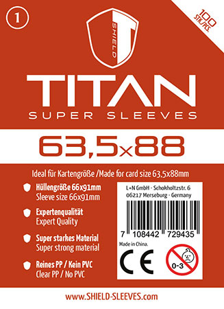 Shield Titan 1 - 100 Super Sleeves f�r Kartengr��e 63,5 x 88 mm