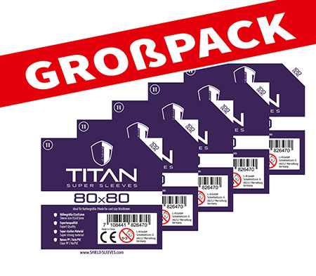 Shield Titan 11 - (100er Gro�pack) 100 Super Sleeves f�r Kartengr��e 80 x 80 mm