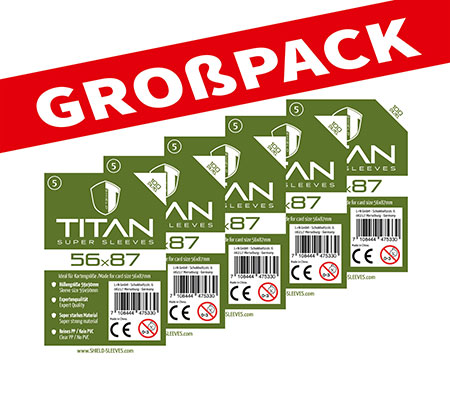 Shield Titan 5 - (100er Gro�pack) 100 Super Sleeves f�r Kartengr��e 56 x 87 mm