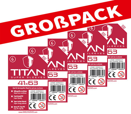 Shield Titan 6 - (100er Gro�pack) 100 Super Sleeves f�r Kartengr��e 41 x 63 mm