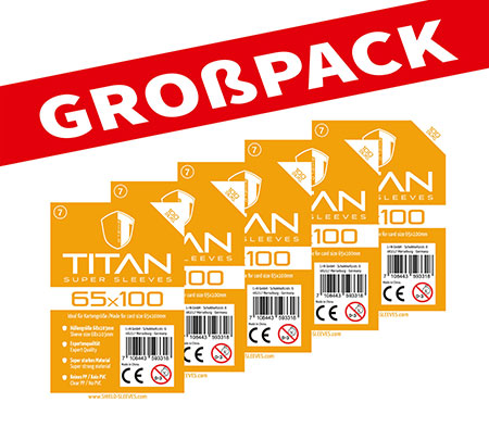 Shield Titan 7 - (100er Gro�pack) 100 Super Sleeves f�r Kartengr��e 65 x 100 mm