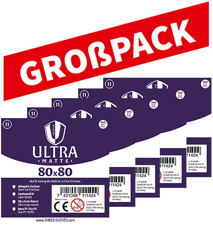 Shield Ultra Matte 11 - (100er Gro�pack) 100 Super Sleeves f�r Kartengr��e 80 x 80 mm