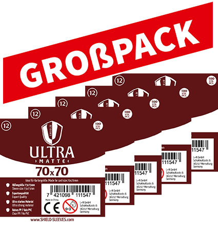 Shield Ultra Matte 12 -(100er Gro�pack) 100 Super Sleeves f�r Kartengr��e 70 x 70 mm