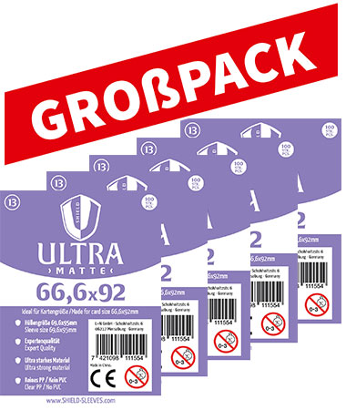 Shield Ultra Matte 13 - (100er Gro�pack) 100 Super Sleeves f�r Kartengr��e 66,6 x 92 mm