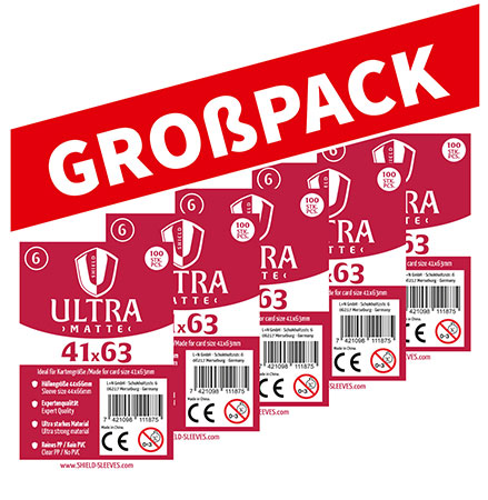 Shield Ultra Matte 6 - (100er Gro�pack) 100 Super Sleeves f�r Kartengr��e 41 x 63 mm